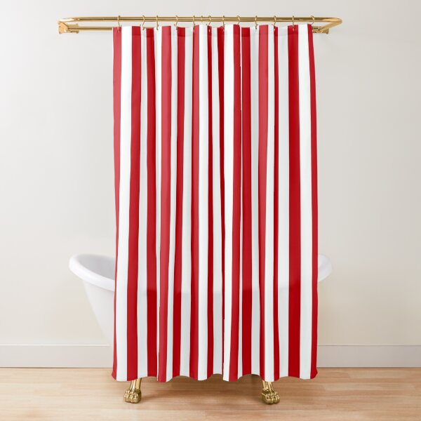 Red Striped Design Shower Curtain