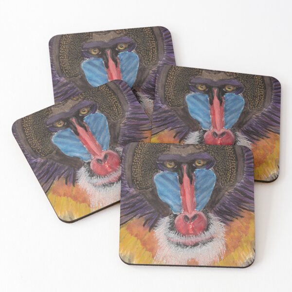 Item preview, Artistic Freestyle Baboon Portrait with Red and Blue Face designed and sold by ibadishi.