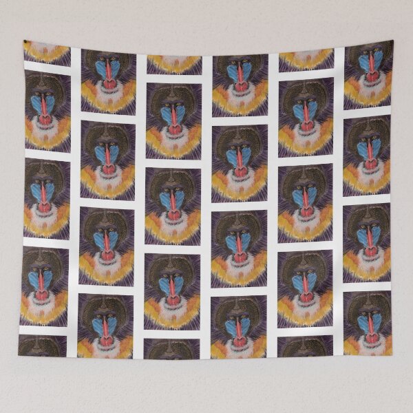 Item preview, Artistic Freestyle Baboon Portrait with Red and Blue Face designed and sold by ibadishi.