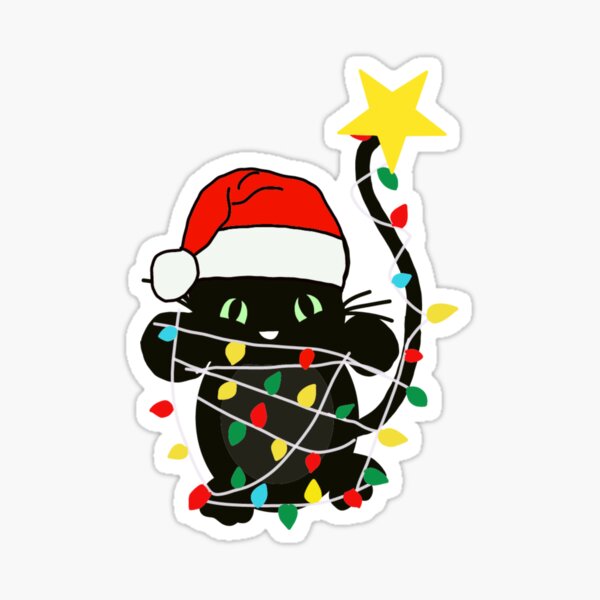 Item preview, Christmas cat tangled in Christmas lights designed and sold by Mermaidssparkle.