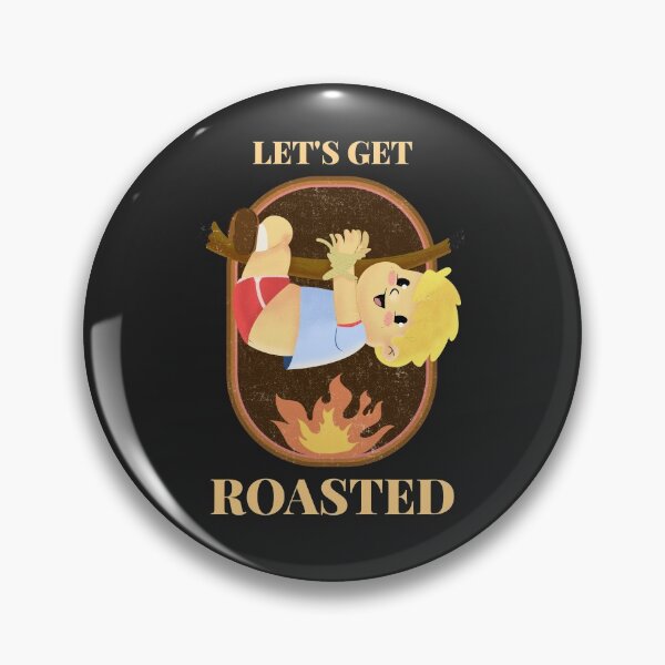 Item preview, Let's get roasted funny design featuring a kid roasting on a camp fire designed and sold by PabsCellaneous.