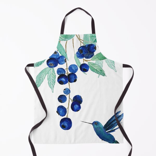Artikelvorschau, handgemaltes Blaubeer- und blaues Kolibri-Aquarell entworfen und verkauft von ColorandColor.