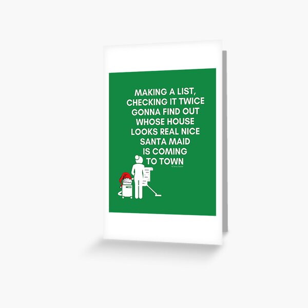 Santa Maid, Cleaning Crew, Housekeeping Humor Christmas Greeting Card