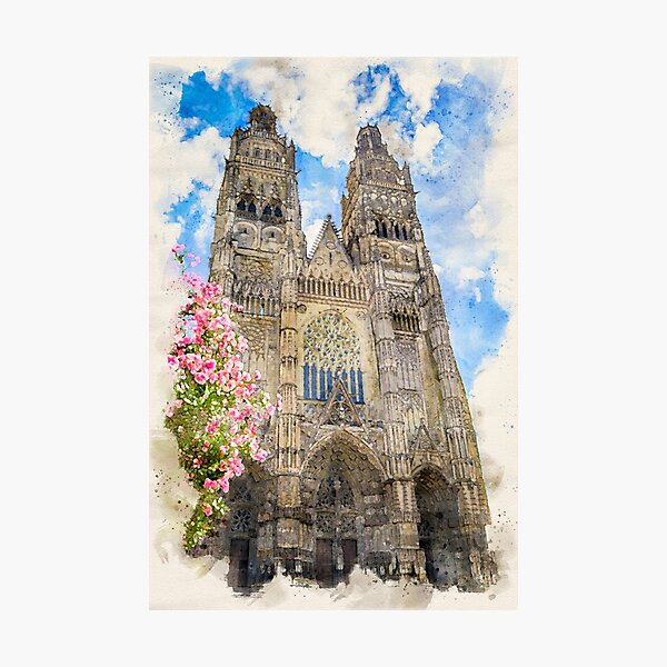 Item preview, Cathedral of Saint Gatianus of Tours Watercolor designed and sold by lugamor.
