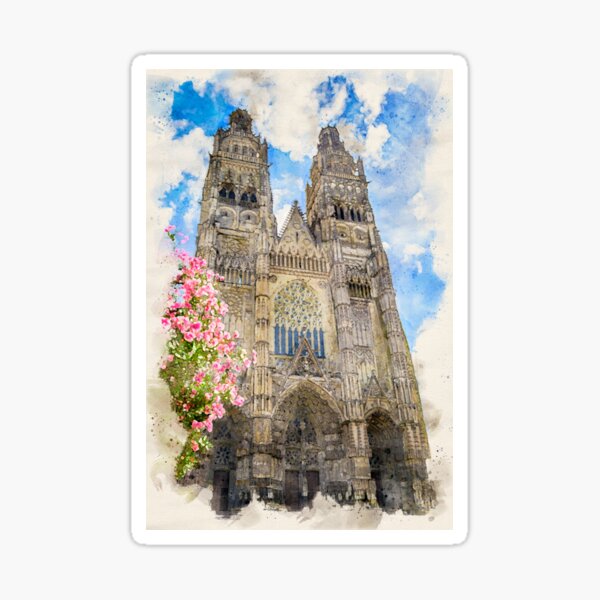 Item preview, Cathedral of Saint Gatianus of Tours Watercolor designed and sold by lugamor.