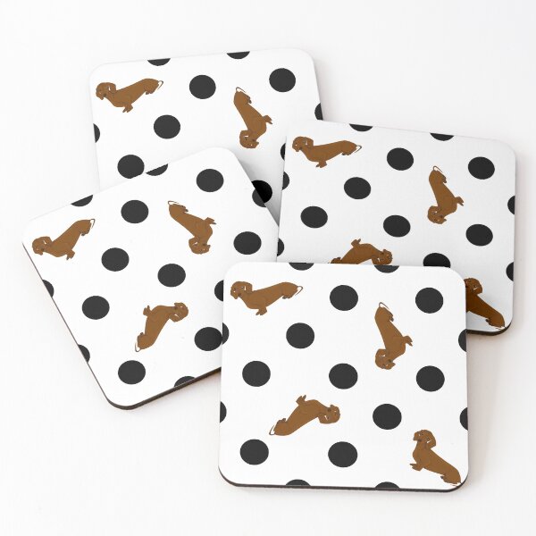 Item preview, Polka Dogs - Brown Dachshund White designed and sold by PenelopeJaneArt.