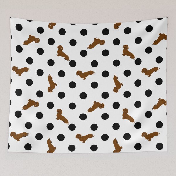 Item preview, Polka Dogs - Brown Dachshund White designed and sold by PenelopeJaneArt.