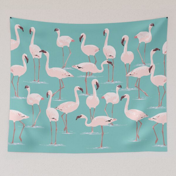 Item preview, Feeding Flamingos - Turquoise designed and sold by AnthonyZed.