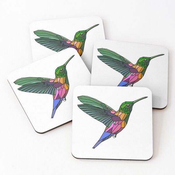Item preview, Geometric Hummingbird - Colorful - Green Yellow Pink designed and sold by Geometricshow.