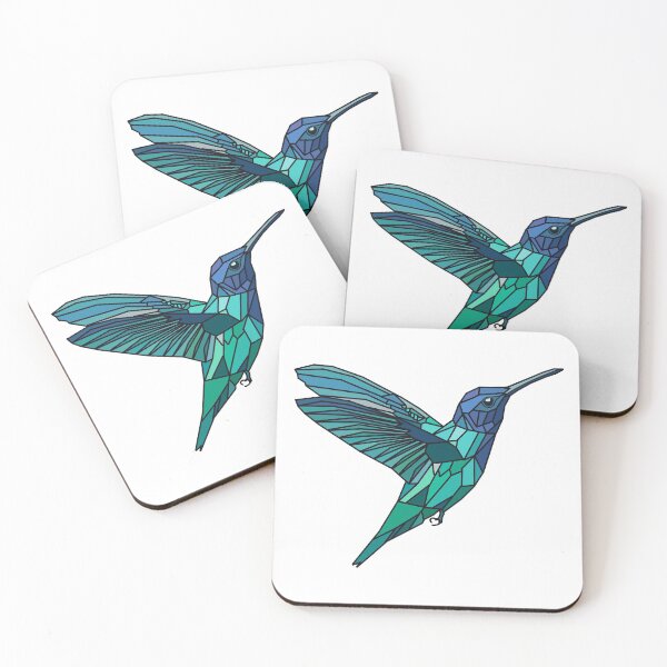 Item preview, Geometric Hummingbird - Colorful - Blue Aqua designed and sold by Geometricshow.