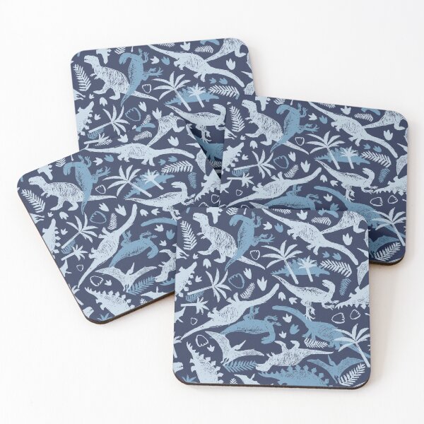 Item preview, Vector Monochrome Blue Dinosaur Pen Sketch Seamless Pattern for Kids designed and sold by jamiesoondesign.