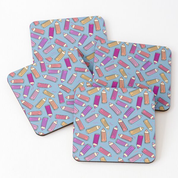 Item preview, Patrones de lápices de colores dispersos con fondo azul grisáceo designed and sold by YukariWilson.