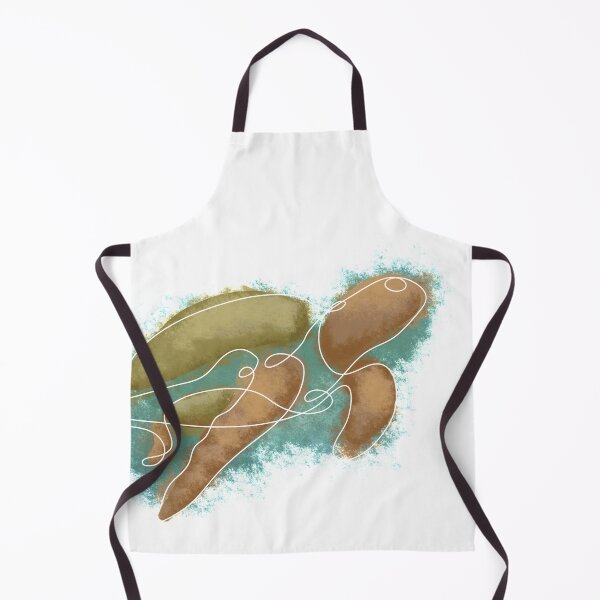 Item preview, sea tutle swimming, minimalistic linework and paint spots on white background designed and sold by studioMoSa.