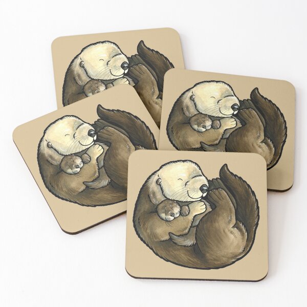 Item preview, Sea otter and baby designed and sold by animalartbyjess.