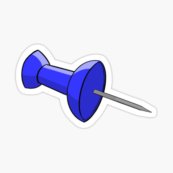 Blue thumbtack digital art Sticker