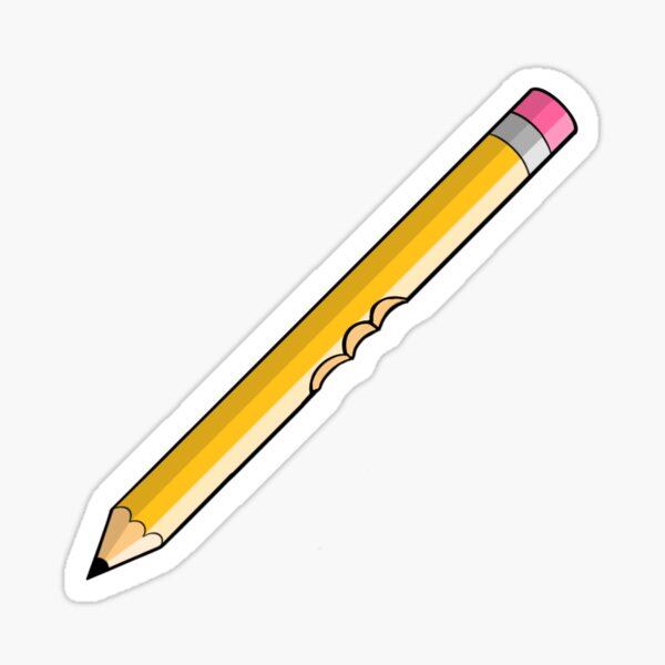 Chewed cartoon pencil Sticker