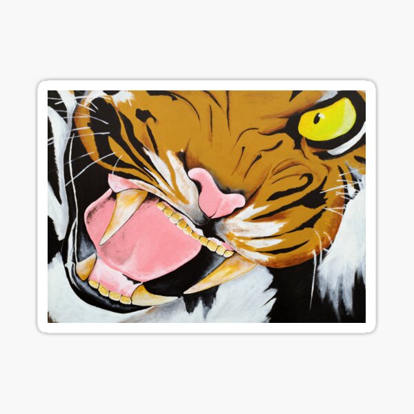 Growling tiger painting Sticker