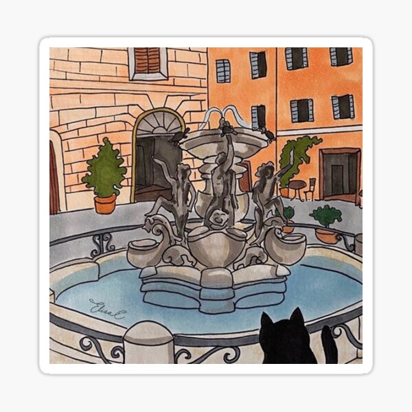 Journal of a Cat in Rome - Fontana delle Tartarughe Sticker