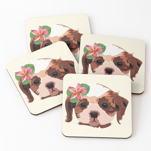 Item preview, Baby beagle dog with cute real pink flower  designed and sold by SGS-.