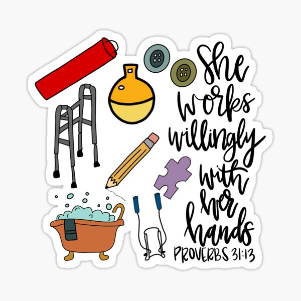 She Works Willingly With Her Hands, Proverbs 31:13, Catholic Stickers,  Bible Verse Sticker, Bible Journaling, Christian Stickers, Tailor 