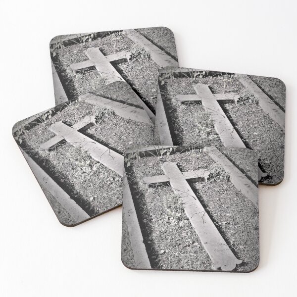 Item preview, Flat Stone Cross Grave Black and White Photo designed and sold by MelancholySage.