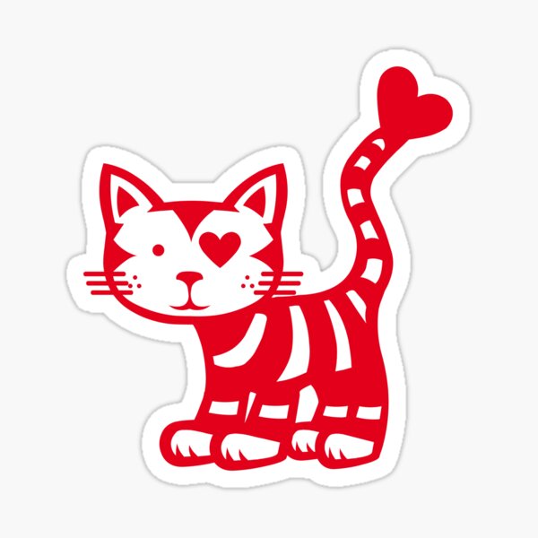 Love Cat Katze in rot Sticker