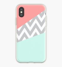 Mint & Coral Chevron Color Block iPhone Case