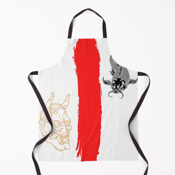 Item preview, japanese demon mask and carp (version with black carp) designed and sold by SpicyCherrys.