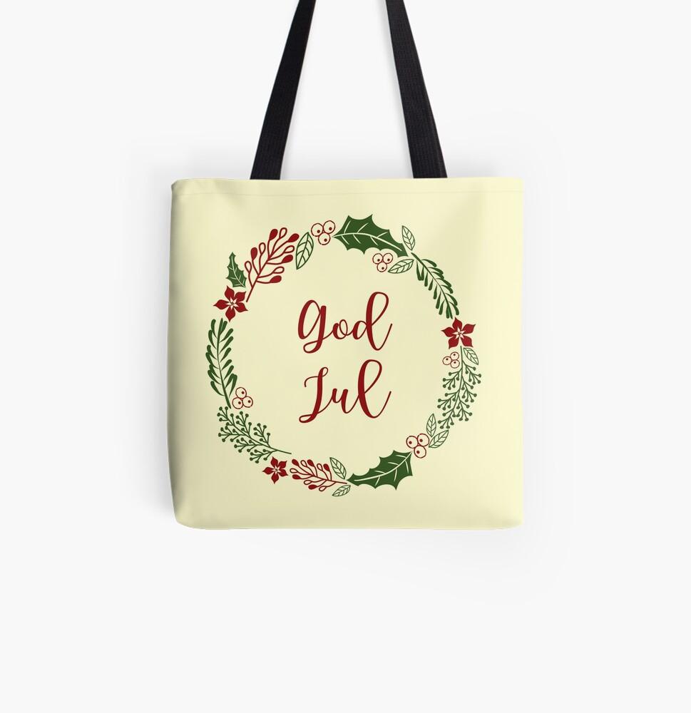 God Jul Swedish Christmas Folk Art Tote  Nordic Scandi Christmas Gift – MJ  Tee Shop