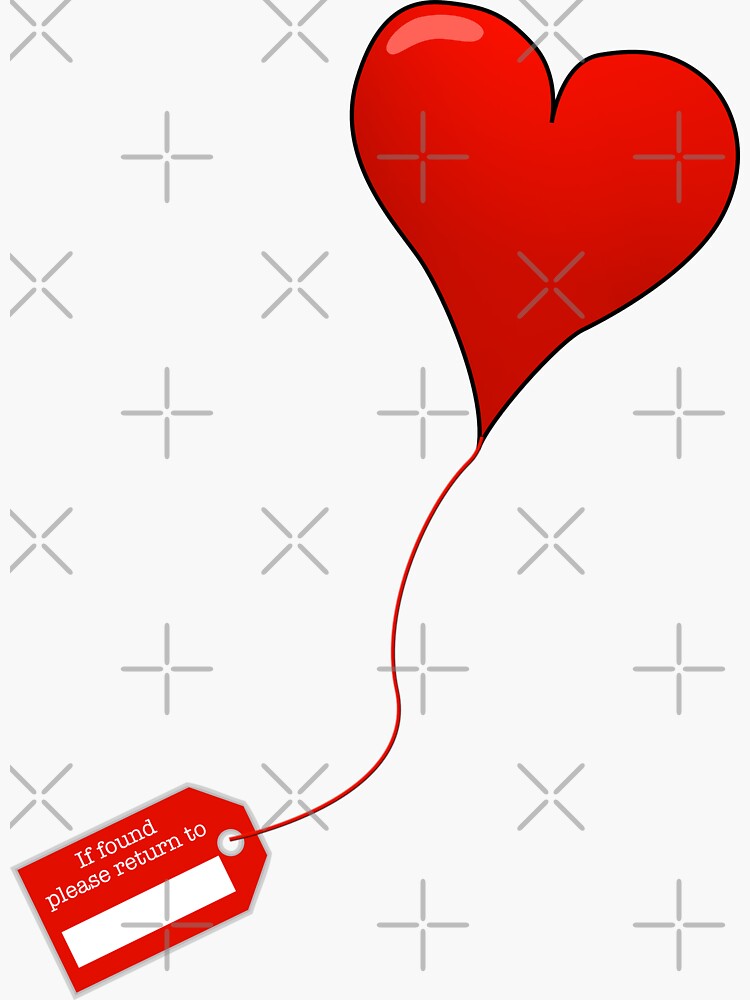 Thumbnail 3 of 3, Sticker, Red love heart balloon - if found please return designed and sold by plzLOOK.