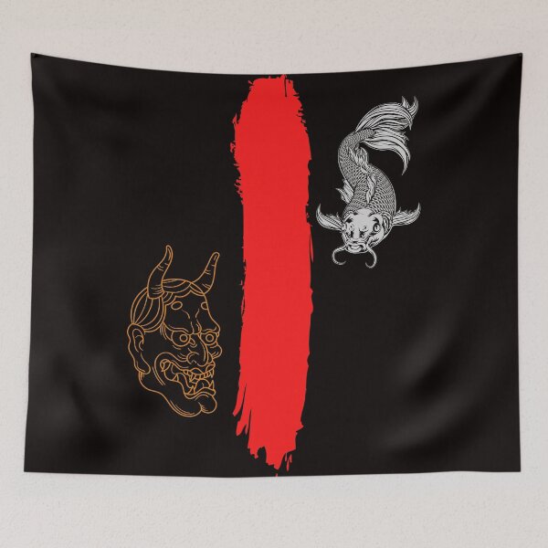 Item preview, japanese hannya mask and carp designed and sold by SpicyCherrys.
