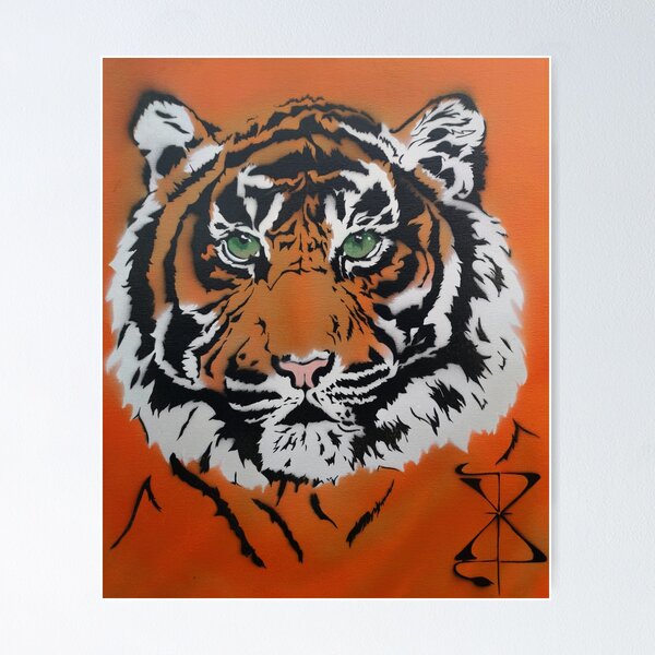 Tiger graffiti spray painting Poster