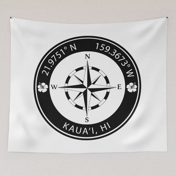 Item preview, Kaua'i, Hawaii Geographical Coordinates designed and sold by TeeOhGraphics.