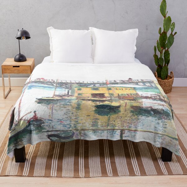Item preview, monet bridge boats painting designed and sold by SFTStudio.