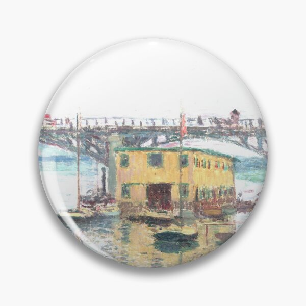 Item preview, monet bridge boats painting designed and sold by SFTStudio.