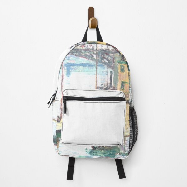 Item preview, monet bridge boats painting designed and sold by SFTStudio.
