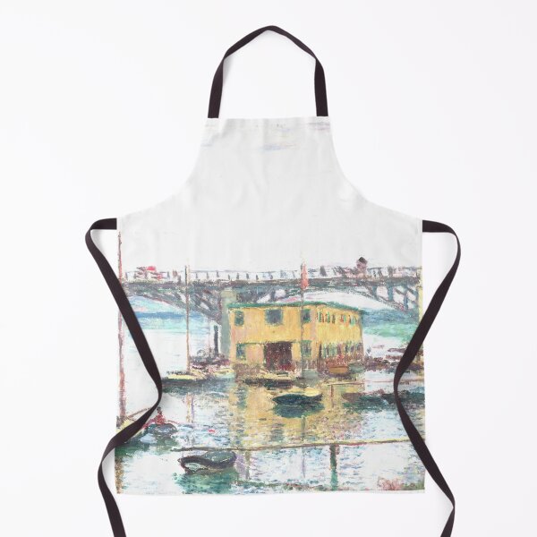 Item preview, monet bridge boats painting designed and sold by SFTStudio.
