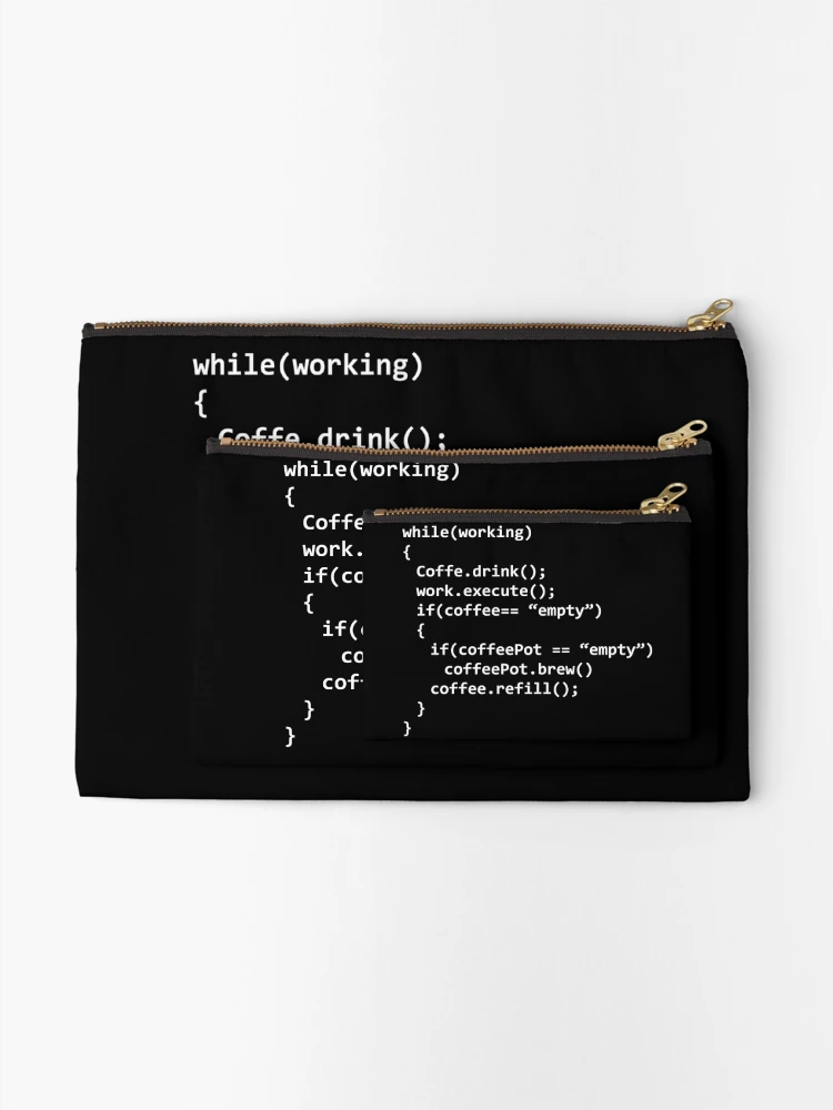 Thumbnail 2 of 4, Zipper Pouch, Coffee code programming designed and sold by ByEmil.