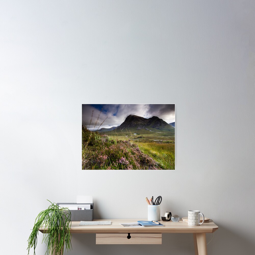 Scotland- Heather,wind and mountains Poster