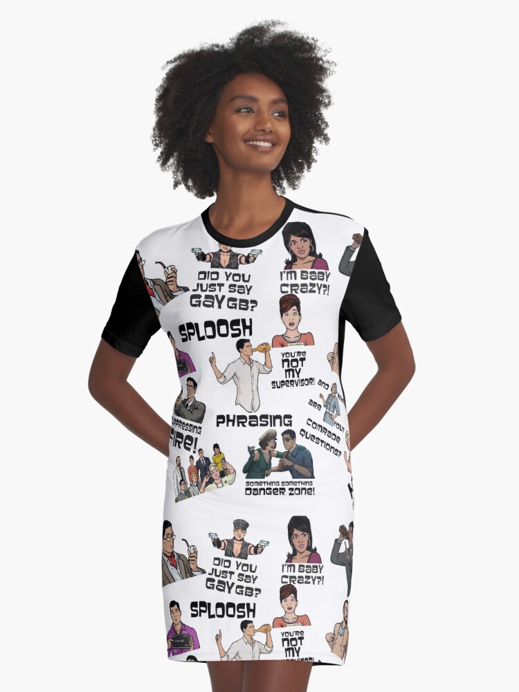 Archer Collage Best Archer Moments Archer Drinking Lana Kane Ray Cheryl  Malory Cyril Krieger Pam Graphic T-Shirt Dress for Sale by flaars