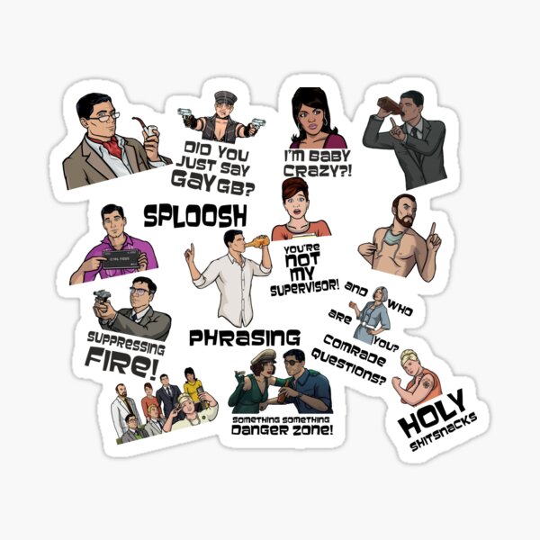 Archer Collage Best Archer Moments Archer Drinking Lana Kane Ray Cheryl Malory Cyril Krieger Pam Sticker