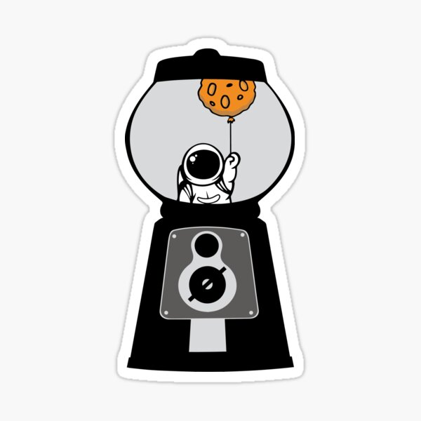 Vista previa del artículo con la obra «Astronauta en Máquina de chicles», diseñado y vendido por HappyCabbage.