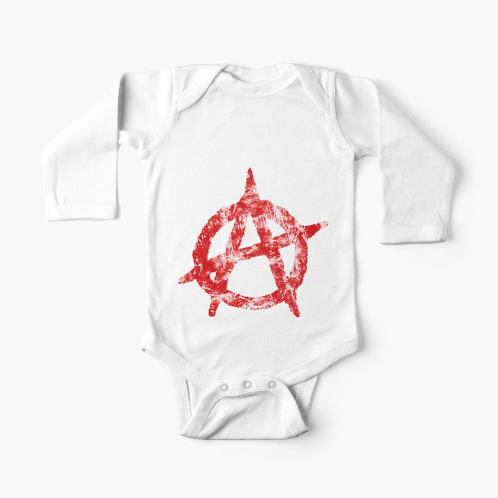 Anarchist Symbol Distressed Political Anarchy Rock Star Gift Baby One Piece By Nfrey78 Redbubble