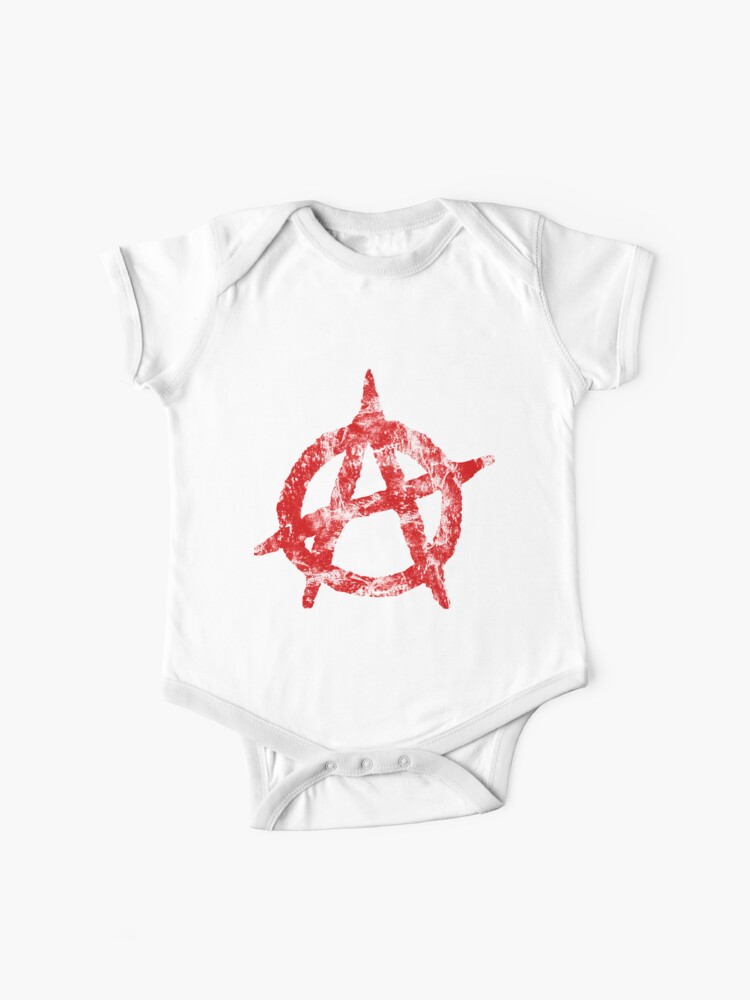 Anarchist Symbol Distressed Political Anarchy Rock Star Gift Baby One Piece By Nfrey78 Redbubble