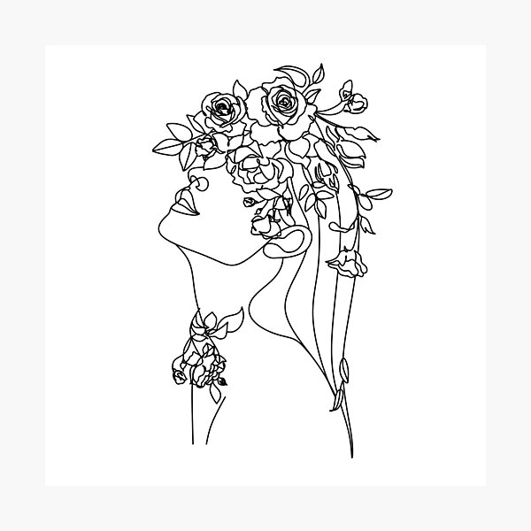 One Line Face Minimalist Woman Face With Butterfly By One Line