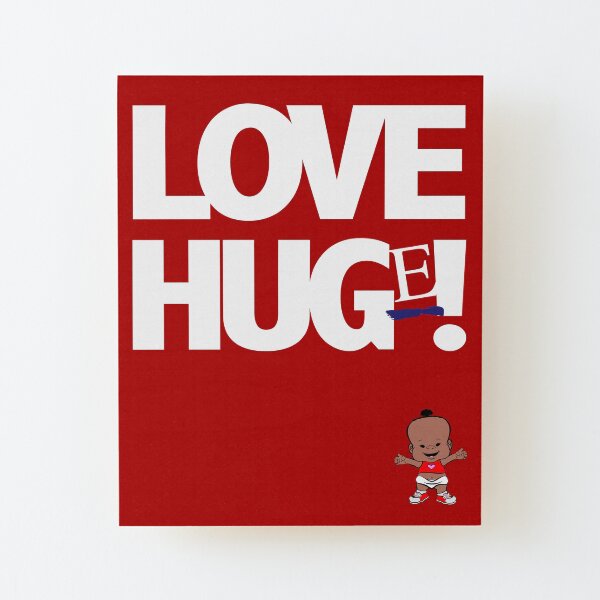 PBTEEZ RB1274 Love Hug(e) girl 9 Red Wood Mounted Print