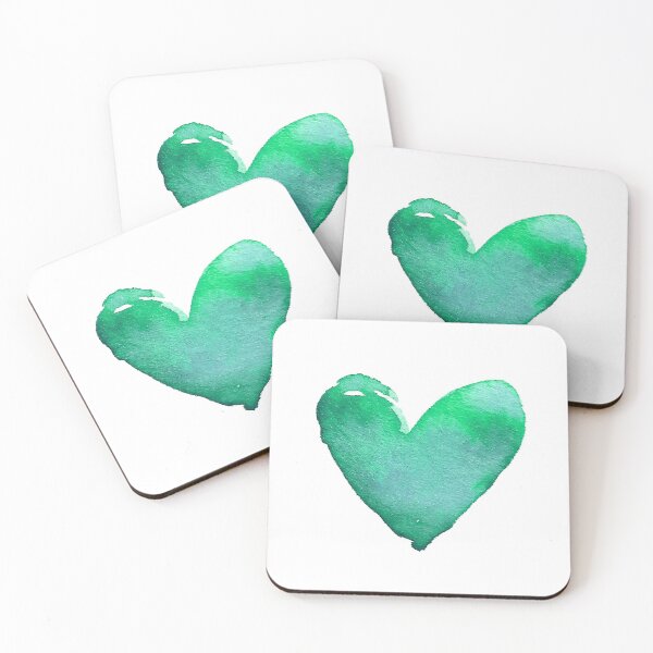 Aperçu de l'œuvre art coeur aquarelle vert créée et vendue par alastres.