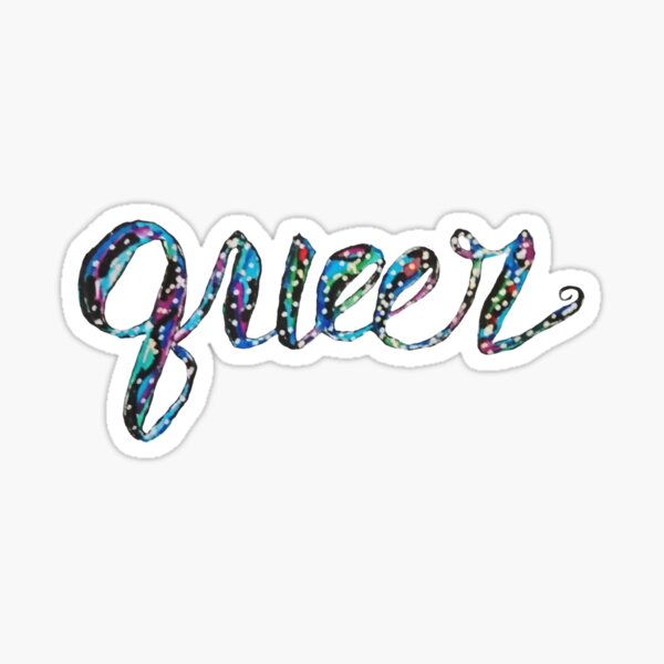 Queer in galaxy inspired colours Sticker