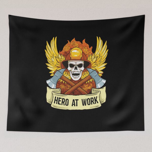 Item preview, Hero At Work Firefighter Skull Axe Symbol Fire devil  designed and sold by BornDesign.