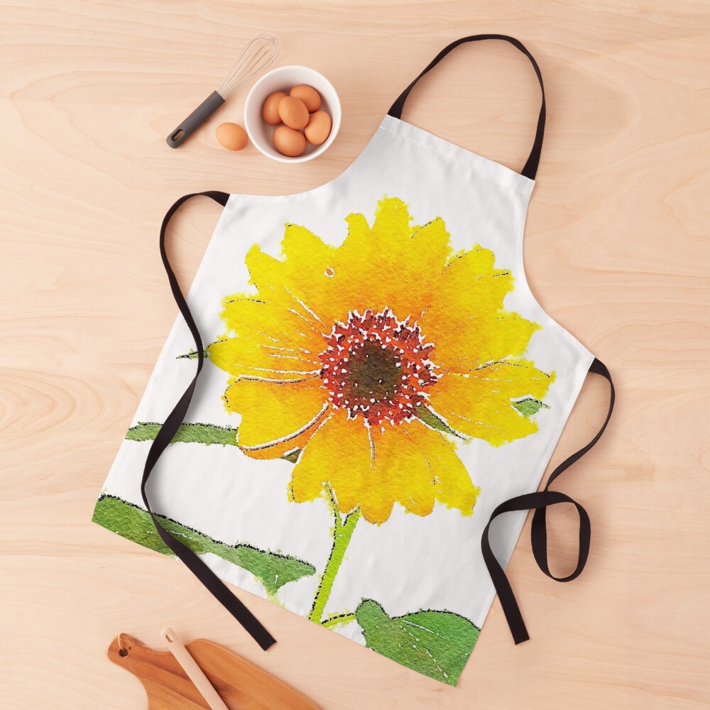 Sunflower in Watercolor Apron